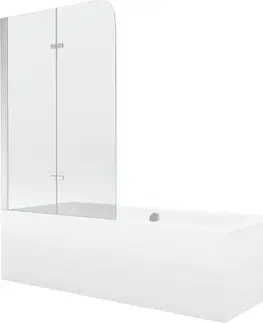 Sprchové dvere MEXEN/S - Cube obdĺžniková vaňa 180 x 80 cm s panelom + vaňová zástena 100, transparent, chróm 550518080X9010020100