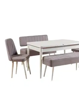 Jedálenské sety Jedálenský set s rozkladacím stolom a stoličkami (5 kusov) Vina 0701 - 4 - White, Grey