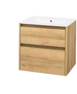 Kúpeľňový nábytok Mereo Opto, kúpeľňová skrinka s keramickým umývadlom 61cm, dub Riviera CN920