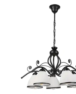 Svietidlá  Luster na reťazi RETRO 5xE27/60W/230V čierna/biela LM-5.51/CZARNY PÓŁMAT
