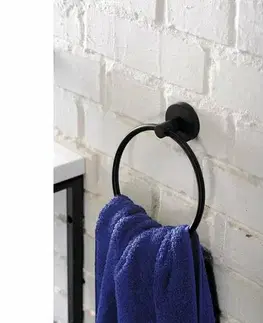 Kúpeľňový nábytok SAPHO XB402 X-Round Black držiak uterákov kruh, čierna