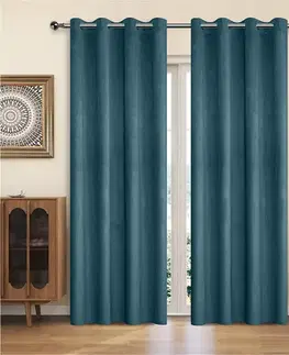Závesy do spálne Záves na krúžkoch YC11933/200G/130/140x250 cm tyrkysový