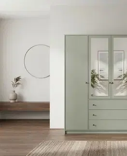 Šatníkové skrine SIERA D4 LUX, satníková skrina, eukalyptus, so zrkadlom