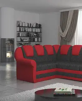 Sedacie súpravy NABBI Latino II L rohová sedačka s rozkladom a úložným priestorom čierna / červená