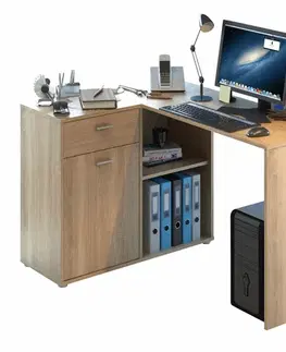 Písacie a pracovné stoly KONDELA Kalimero rohový pc stolík dub sonoma