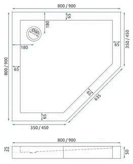 Sprchovacie kúty REA - Sprchový kút Diamond 90x90 čierny matný REA-K5622