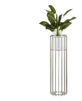 Stojany na kvetiny HowHomely Kovový kvetináč LOFT 70x20 cm zlatá/biela HH-ML-04-GW