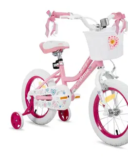 Bicykle Detský bicykel Joystar Angel 14" s košíkom a kolieskami • 91-119 cm svetlo ružová
