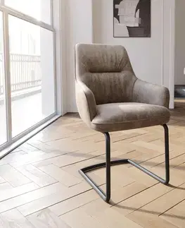 Jedálenské stoličky DELIFE Jedálenská stolička Zelia-Flex s opierkami mikrovlákno taupe vintage jedálenská stolička okrúhla čierna vrecková pružina