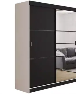 Spálňové šatníkové skrine Skriňa Retro 138 4L Biely / Dvierka čierna