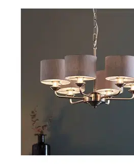 Svietidlá Endon 99151 - Luster na reťazi HIGHCLERE 6xE14/28W/230V sivá/matný chróm 99151