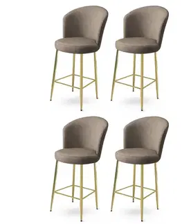Barové stoličky Bar Stool Set (4 Pieces) Fora - Cappuccino, Gold