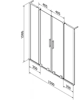 Sprchové dvere MEXEN/S - Velar L Duo dvojkrídlová posuvná vaňová zástena 150 x 150, transparent, biela 896-150-003-02-20