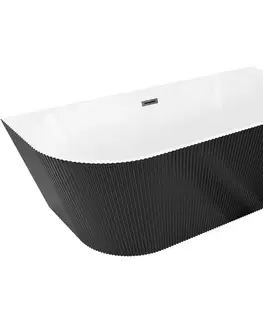 Vane MEXEN/S - Oris voľne stojaca vaňa nástenná reliéf 170 x 80, biela/čierna, sifón a prepad čierna 52871708075-70