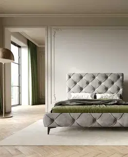 Čalúnené postele DELIFE Čalúnená posteľ Nayara 140x200 cm mikrovlákno sivá
