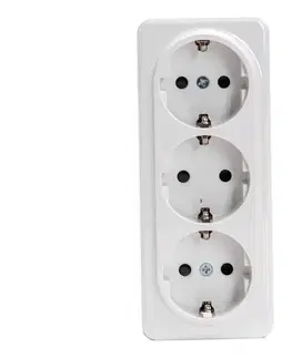 Predlžovacie káble  B.V.  - Trojitá nástenná domová zásuvka SCHUKO 250V biela B20101I3L