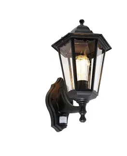 Vonkajsie svetlo so senzorom Vonkajšia nástenná lampa čierna s pohybovým senzorom - Havana IP44