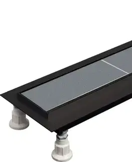 Sprchové žľaby DEANTE - Odtokový žľab Neo, čierny, podlahový, 80 cm - obojstranný KNS_N08D