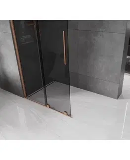 Sprchové dvere MEXEN/S - Velar Sprchová zástena posuvná Walk-in 110 x 200, grafit 8 mm, meď kartáčovaná 871-110-000-43-65