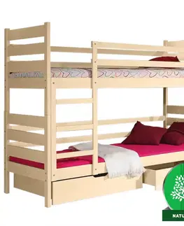 Postele pre dievčatá Poschodová posteľ Darek 190x80 prírodná borovica