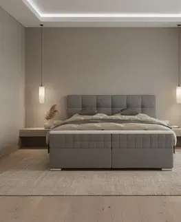 Postele Elvisia Manželská posteľ ALPINA Boxspring | 160 x 200 cm Farba: Sivá / Vinci 07