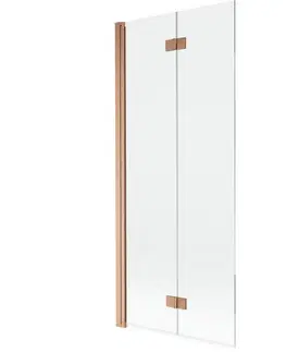 Sprchové dvere MEXEN - MIST vaňová zástena 80x150 cm 6mm 2-s, meď kartáčovaná, číra, ľavá 8A9-080-002-65-00-L