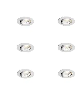 Zapustené svietidlá Sada 6 zapustených bodových svetiel biela naklápacia 6,5 cm vrátane LED IP54 Ultra Slim - Pupil