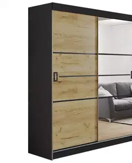 Spálňové šatníkové skrine Skriňa Retro 138 4L grafit/ Dvierka craft