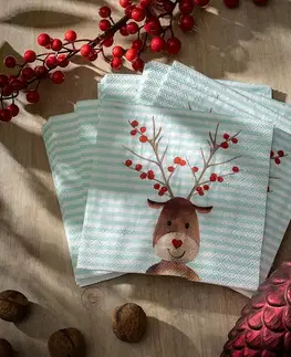 Stojany a držiaky na servítky Vianočné obrúsky Reindeer Stripes 20 szt.