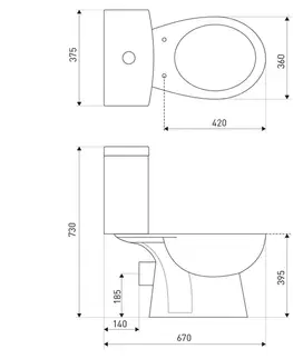 Záchody KERRA - Kompaktné WC Tetra (so sedadlom) s vortex splachovacím systémom 5907548123534
