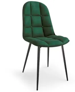 Čalúnené stoličky Stolička K417 Velvet/Kov Tmavozelený