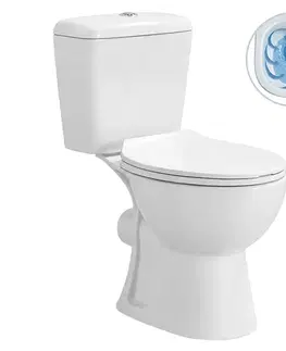 Záchody CERANO - WC kombi Dure, Rimless + PP sedátko - biela lesklá - 73,5x38 CER-667760