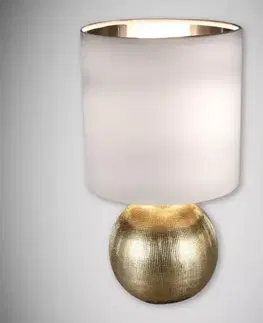 Moderné lampy do obývačky Stolná lampa Perlo E14 zlato/biely 03291 LB