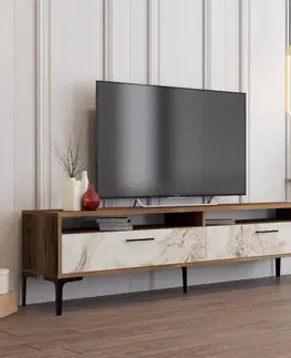 TV stolíky TV stolík Istanbul 2 - Walnut White Marble
