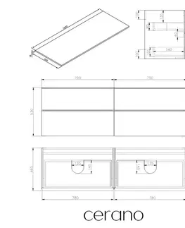 Kúpeľňový nábytok CERANO - Kúpeľňová skrinka Velora - biela matná, úchytka zlatá + doska pod umývadlo Navira Slim - 18 mm - 160x54,8x46,5 CER-665188