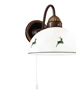 Svietidlá Kolarz 731.61.100 - Nástenná lampa NONNA 1xE27/75W/230V hnedá/jelene zelená 731.61.100