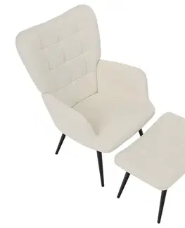 Kreslá KONDELA Haben kreslo s podnožou biela (Velvet) / čierna