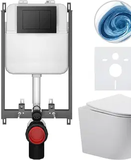 Záchody CERANO - Kompletný WC set Basic/Cesso - biela lesklá - WC tlačidlo Maxio/Čierna - na zamurovanie - 49x36 CER-8050BD85991