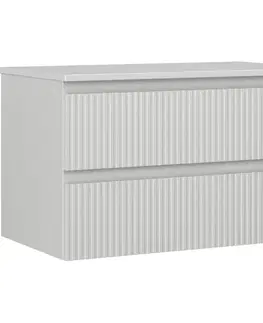 Kúpeľňový nábytok MEXEN/S - Rivel kúpeľňová skrinka pod umývadlo 80 cm s doskou, 2 zásuvky, reliéf, šedá mat 91A20-08047-2-BFFC62
