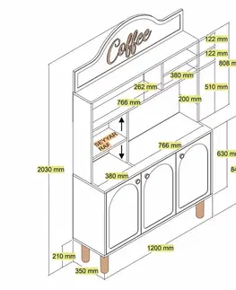 Kuchynské linky Coffee Bar Cabinet Bohem 861 - Cream