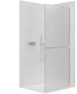 Držadlá k vani CERANO - Sprchová zástěna Walk-in Onyx Y L/P - 8 mm + polička/držák na ručníky - chrom, mléčné sklo - 100x200  CER-8050BD1296