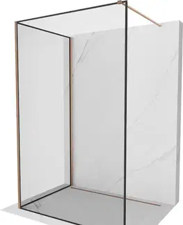 Sprchové dvere MEXEN/S - Kioto Sprchová zástena WALK-IN 110 x 110, čierny vzor, meď kartáčovaná 800-110-212-65-70-110