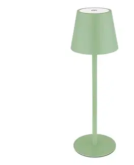 Lampy Globo 58488BG-LED Dotykovo stmievateľná nabíjateľná vonkajšia stolná lampa 3 v 1 VANNIE 3W/5V IP54 zelená 58488BG