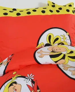 Detské obliečky Obliečky bavlnené detské Včielky červené TiaHome - 1x Vankúš 90x70cm, 1x Paplón 140x200cm