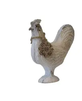 Veľkonočné a jarné dekorácie Kinekus Postavička kohút 12x3x13cm drevo biela