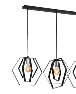 Svietidlá  Luster na lanku HEXAGON 3xE27/60W/230V čierna/chróm 1299