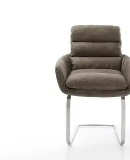 Jedálenské stoličky DELIFE Jedálenská stolička Abelia-Flex s opierkami mikrovlákno taupe vintage jedálenská stolička plochý nerezová oceľ