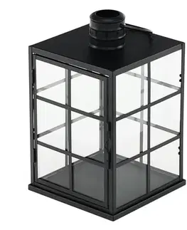 Svietniky KONDELA Elijar Typ 1 kovový lampáš 32,5 cm čierna