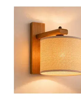 Svietidlá  Nástenné svietidlo AIDA 1xE27/15W/230V dub/rafia KM-1.98/DĄB RUSTIK/RAFFIA