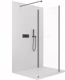 Sprchovacie kúty CERANO - Sprchová zástěna Walk-in Onyx Corner Cube L/P - 8 mm - hranatá vzpěra - černá matná, transparentní sklo - 100x60x200  CER-8050BD9951